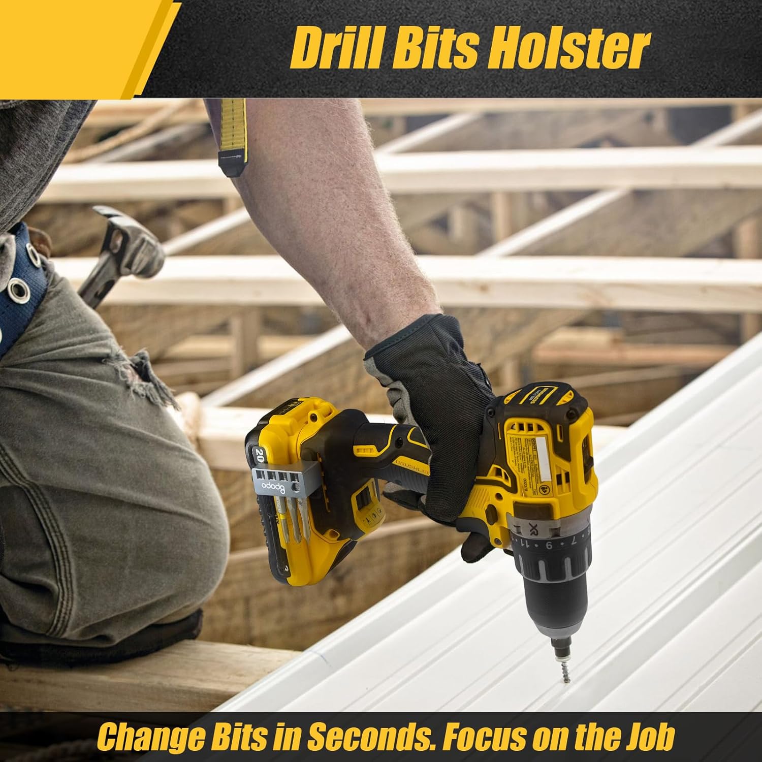 Aluminum 1/4-Inch Hex Bits Holders Fit for Dewalt Wrox Cordless Impacts Screwdrivers, Powerful Magnet Drill Bit Sleeve Organizer,Easy Access to Hex Screw Bit Storage on side of Power Drill,Right Side
