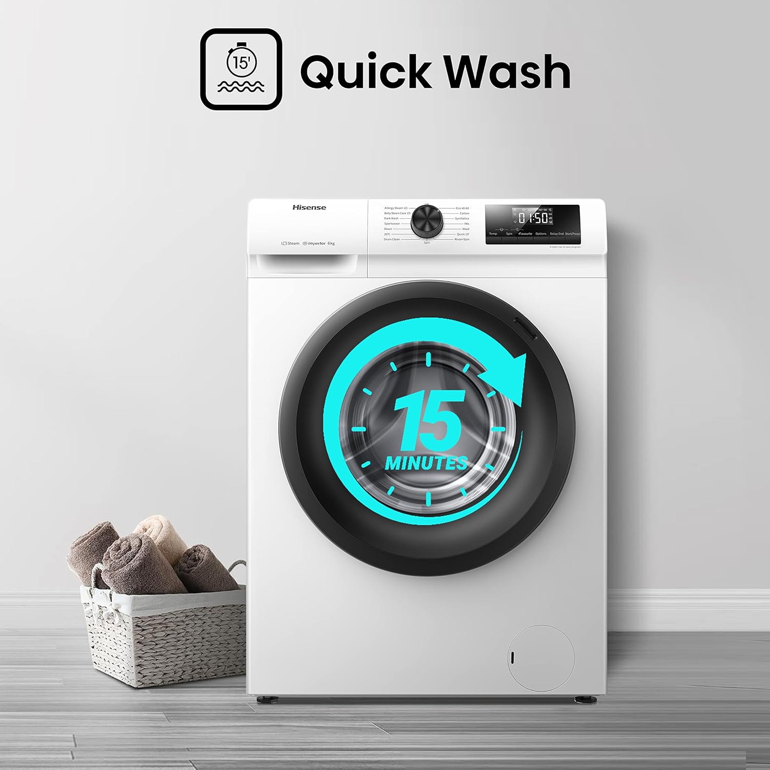 Hisense WFQP6012EVM Washing Machine Quick Wash feature