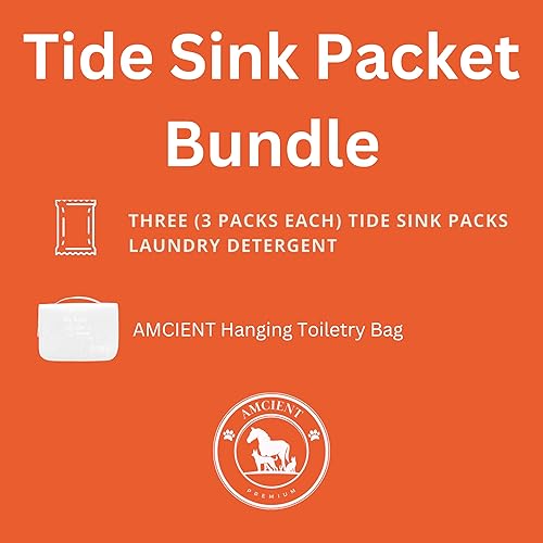 Miniatura 2 de AMCIENT Tide Sink - Paquete de 3 paquetes de viaje (3 unidades cada uno) con bolsa de aseo colgante, kit de artículos esenciales de viaje 10 en 1,
