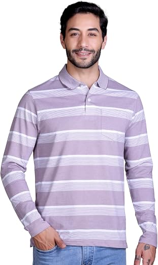 SANE ORIGINALS Full Sleeves Polo T-Shirt for Men with Pocket || Stripe Collar and Pocket T-Shirt for Men Long Sleeves