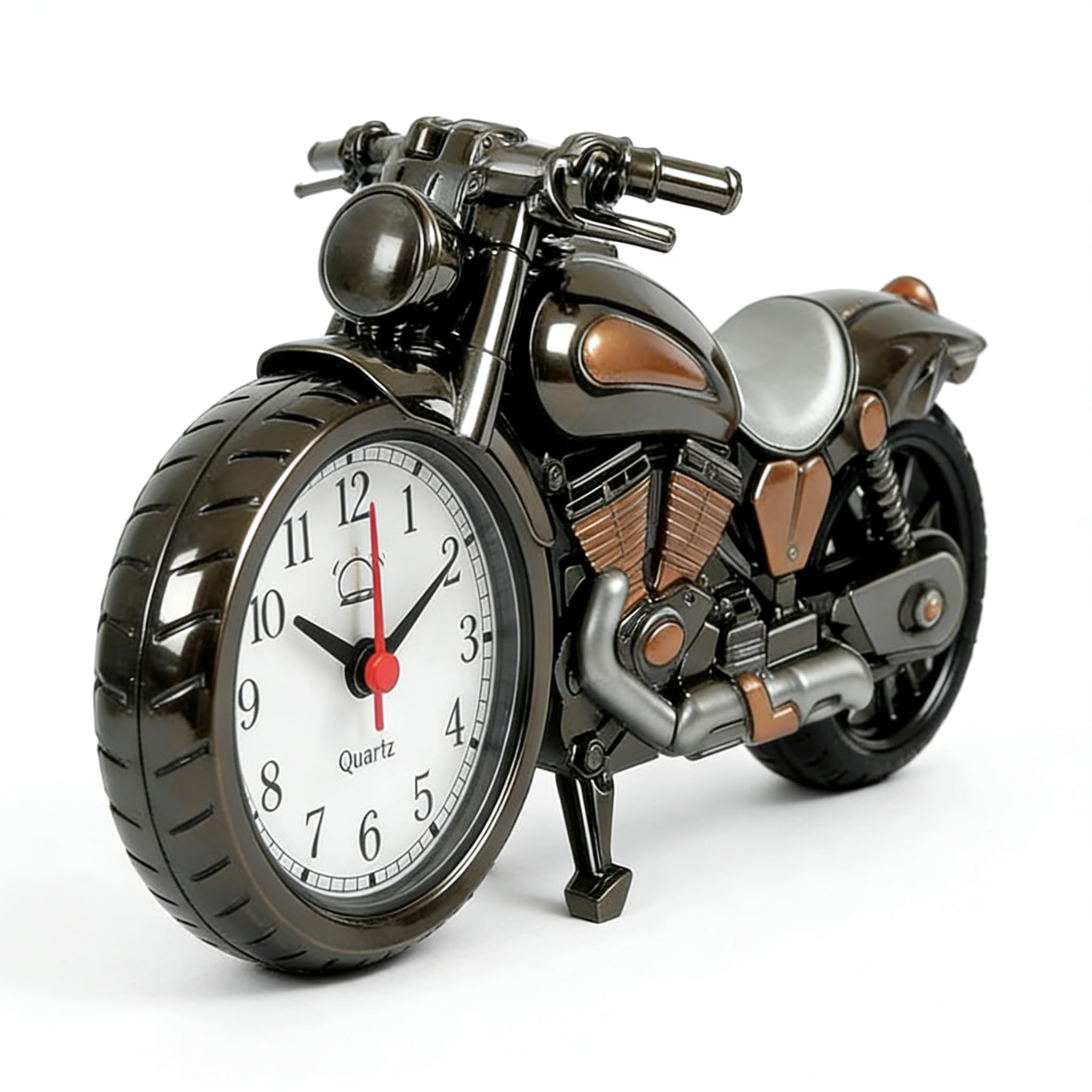 QIANSSE Retro Motorbike Alarm Clock, Gift for Men Women Car Alarm Clock for Bedroom Office Home Décor Unique Collectible with Quartz Movement