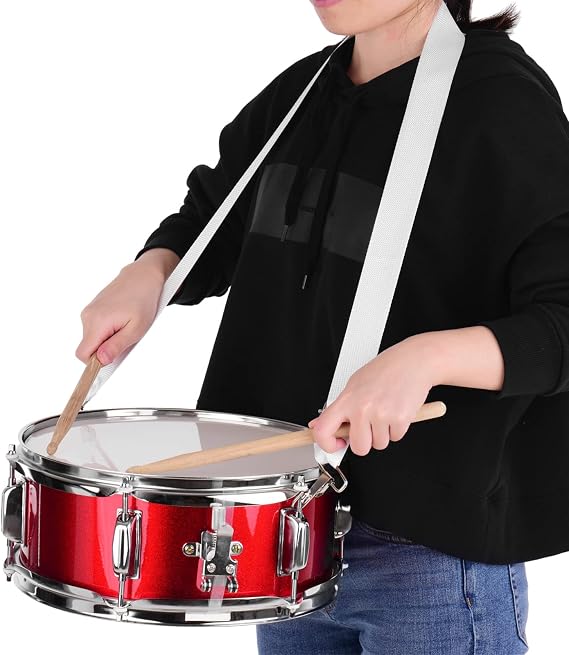 12 Inch Snare Drum Head with Drumsticks Shoulder Strap Drum Key for Student Band (Red)