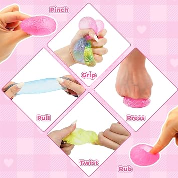 4PCS Anxiety Relief Squeezing Balls for Slow Rising Balls Sensory Fidget Squeeze Hand Exercise Stress Ball for Adults Fun Hand Grip Pressure Ball for Home Travel Textured Memory Gel Soft Fidget