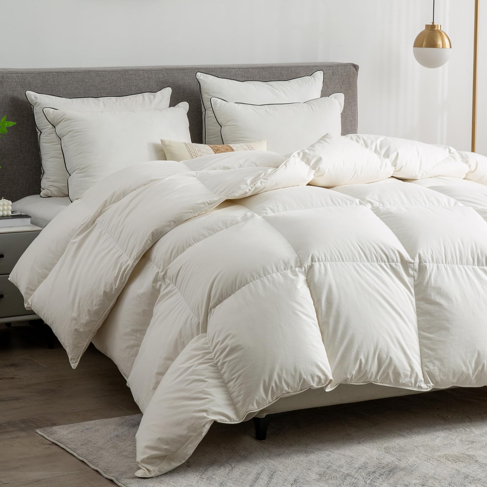 BPC piumino matrimoniale piuma di lusso, 100% cotone organico piumone piuma per invernale 220x240 cm, piumini matrimoniali d oca Ultra Soft Hotel Collection, conforme a Oeko-Tex e RDS