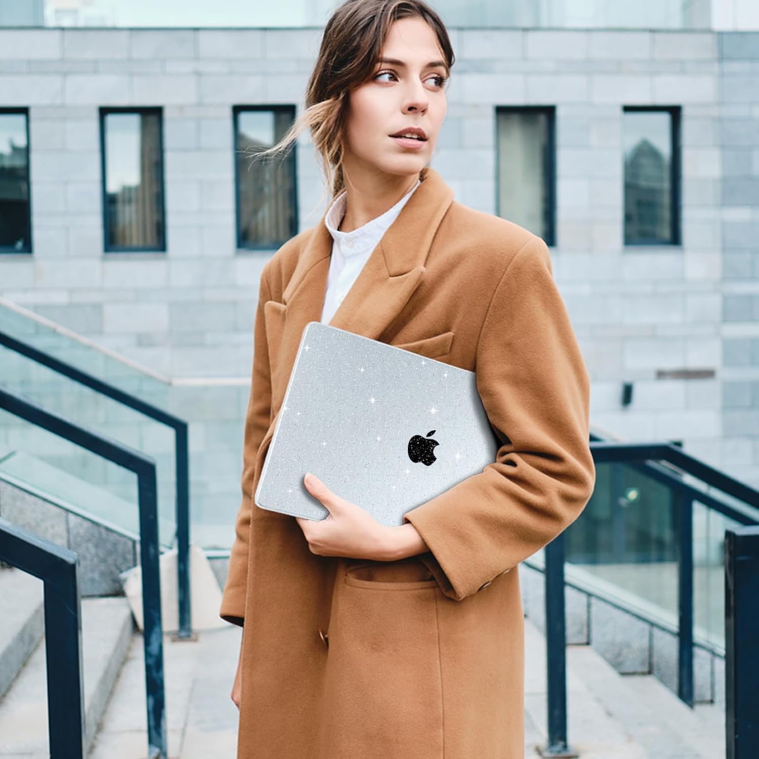 MecBevia Compatible with 2026 M5 MacBook Air 15 inch Case, 2026 2025-2023 M5 A3448 M4 A3241 M3 A3114 M2 A2941, Keyboard Cover, Screen Protector, Webcam Cover & Type-C OTG, Sparkly Blue