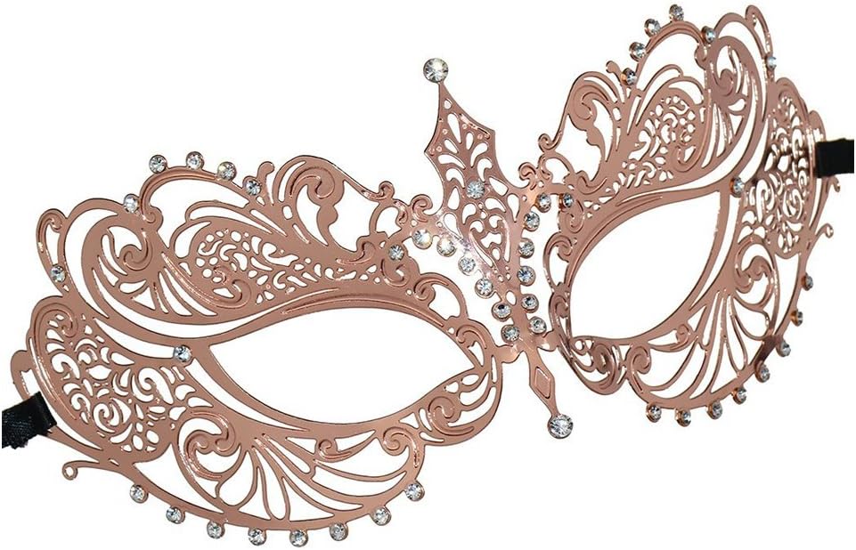 Thmyo Women's Laser Cut Metal Venetian Halloween Mardi Gras Party Mask(Rose gold) - Image 6