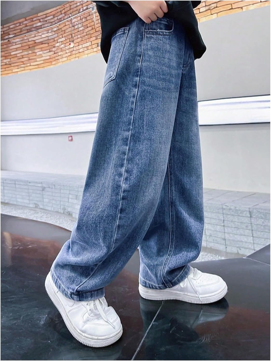 Verdusa Boys Jeans Baggy Straight Leg Elastic Waist Loose Denim Pants with Pockets - Image 3