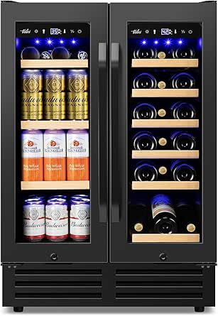 24-Inch Black Dual Zone Wine & Beverage Refrigerator - Built-In or Freestanding, Holds 18 Bottles & 68 Cans