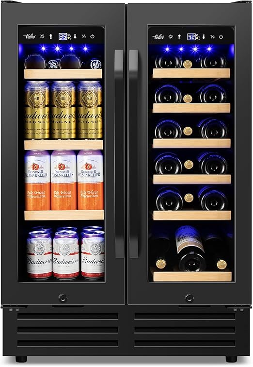 Velivi 24" Black Dual Zone Wine & Beverage Refrigerator |
