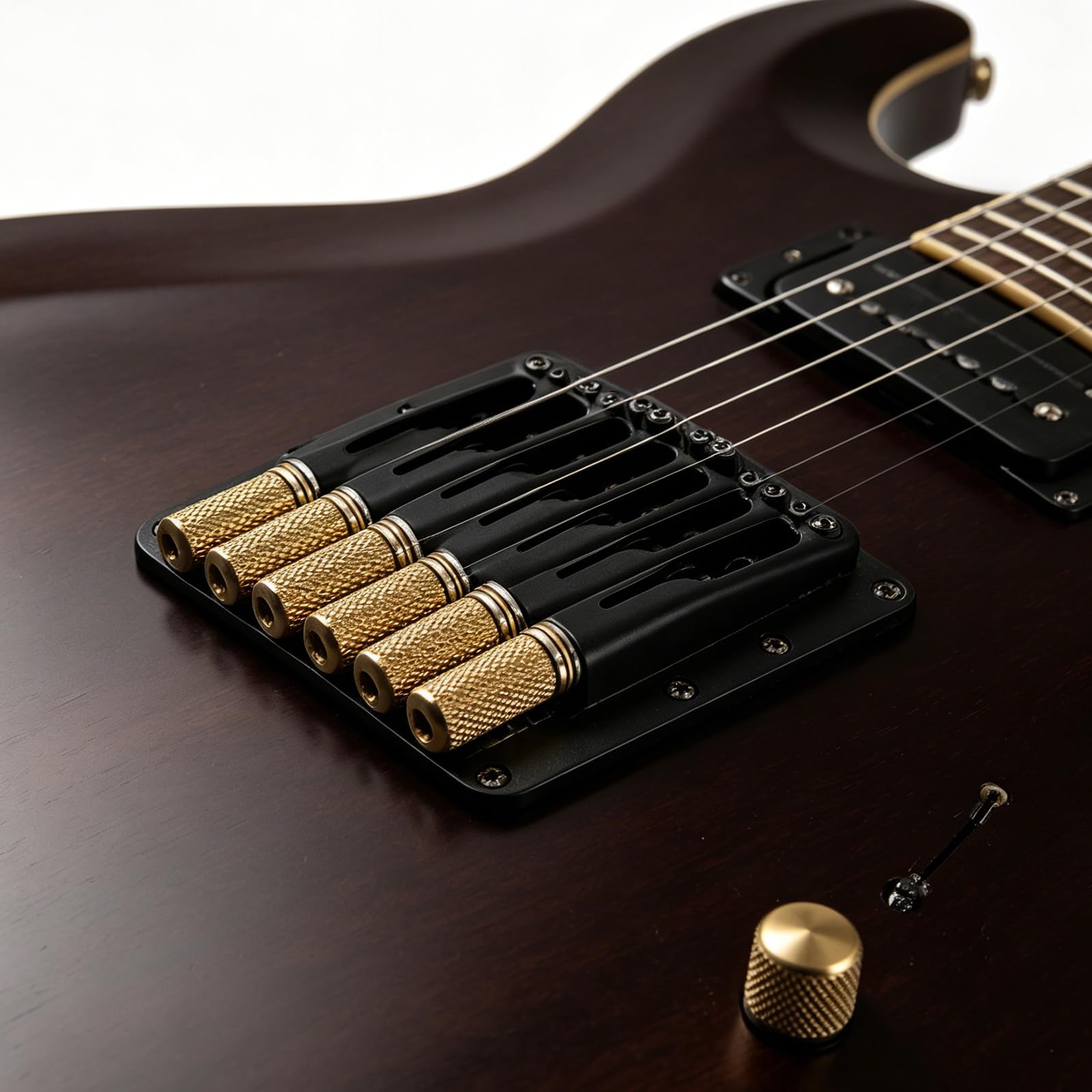 Puente de guitarra de 6 cuerdas de 10,5 mm con tuerca y llave, puente fijo para guitarras sin cabeza para reemplazo y actualización de edificios