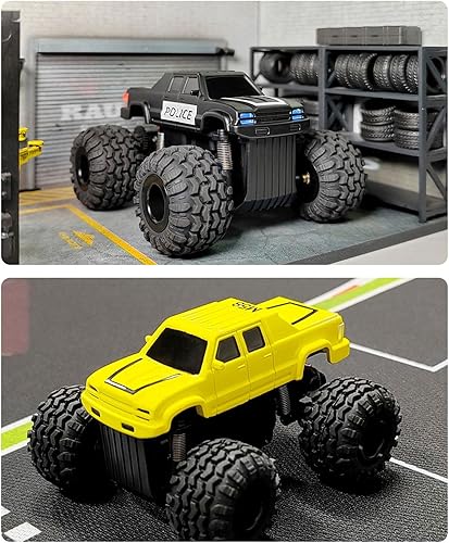 Miniatura 4 de Mini camión RC, coche todoterreno a escala completa 158, camión monstruo de escritorio (control remoto de 2.4 GHZ 8 canales) RTR, viene con una