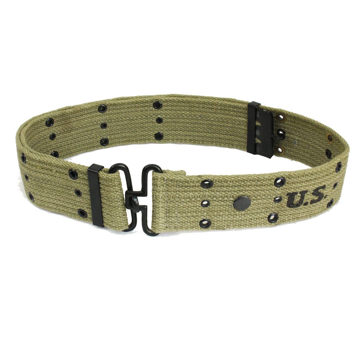 Epic Militaria WW2 Reproduction US Army Olive Canvas Pistol Belt with Black Metal Fixings
