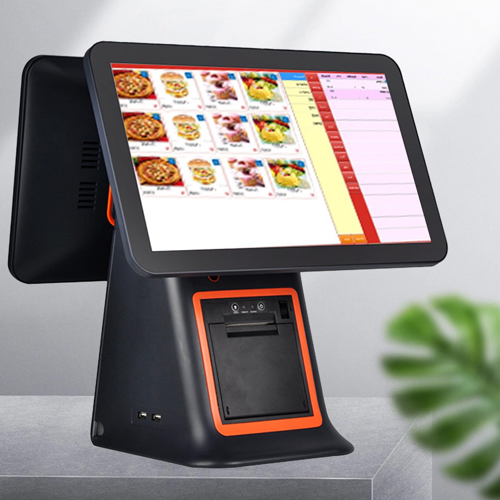 Registratore di Cassa Doppio Schermo Touch 15.6", 15 CPU, 8G RAM, 128G SSD, Cassa Touch Screen per Gestione Negozio, Bar, Ristorante, supermercato, minimarket, Catering Black