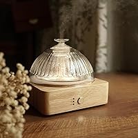 Levoair Glass Dome 200ml Essential Oil Diffuser - No Plastic, Wood Base Ultrasonic Aromatherapy Humidifier with 7 Colors, Timer & Auto-Off