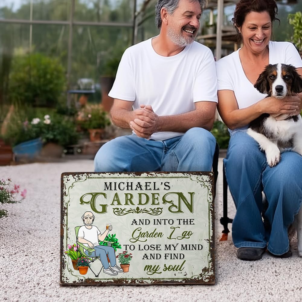 Personalized Funny Garden Sign Outside Decor - Custom Gardening Gift for Women Gardeners (12" x 8")