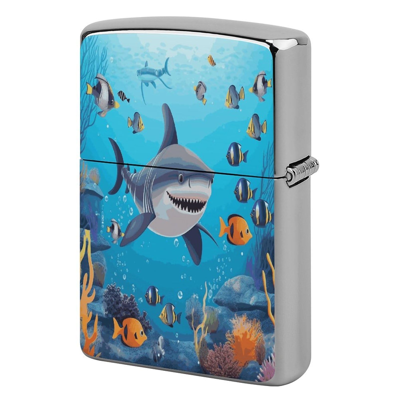 Fodpand Style Fish Ocean Theme Metal Lighter Case Cover Lighter Sleeve