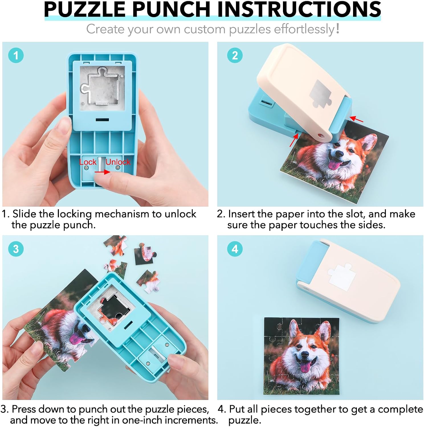 Puzzle Pieces Puching Machine for Decorating Scrapbooking and Craft Projects Mini Puzzle Maker DIY Jigsaw Puzzle Piece Cutter for DIY Personalized Jigsaw Puzzle Custom Pictures Photo Making Tool