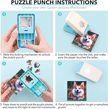 Puzzle Maker Machine Cutter,Blue Jigsaw Puzzle Making Machine with 10 Adhedive Foams,for Arts & Crafts Make Jigsaw Puzzles Scrapbooking & DIY Puzzle Jigsaw Mini Tool