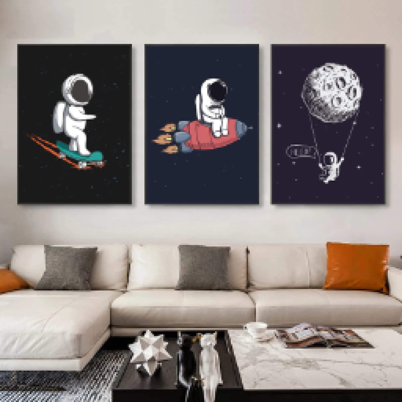 Toile peinture abstrait moderne astronaute pour mur sans vie - 8