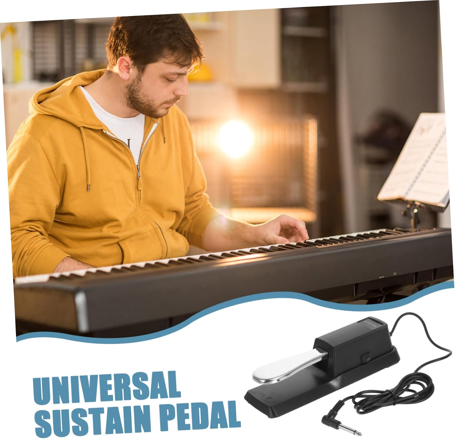 VANZACK 1Pc Sustain Pedal for Piano Keyboard Durable Foot Pedal with Slip Base Compatible with Digital Pianos Synthesizers Midi Keyboards Smooth Sound Performance