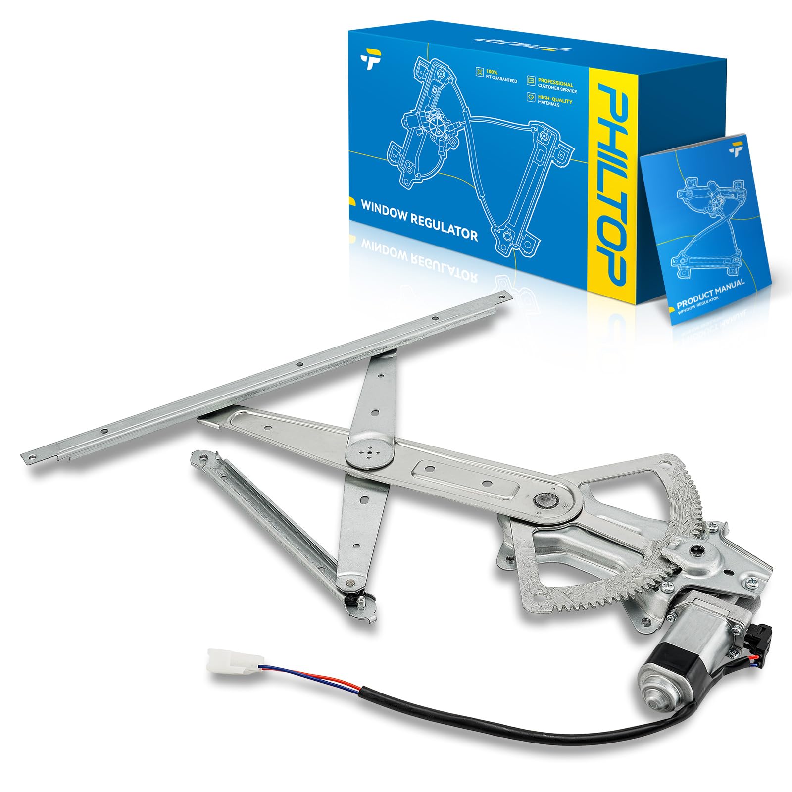 PHILTOP Front Left Driver Side Power Window Regulator and Motor Assembly Compatible with 2005-2018 Toyota Tacoma Replaces 741-610,2 Pins