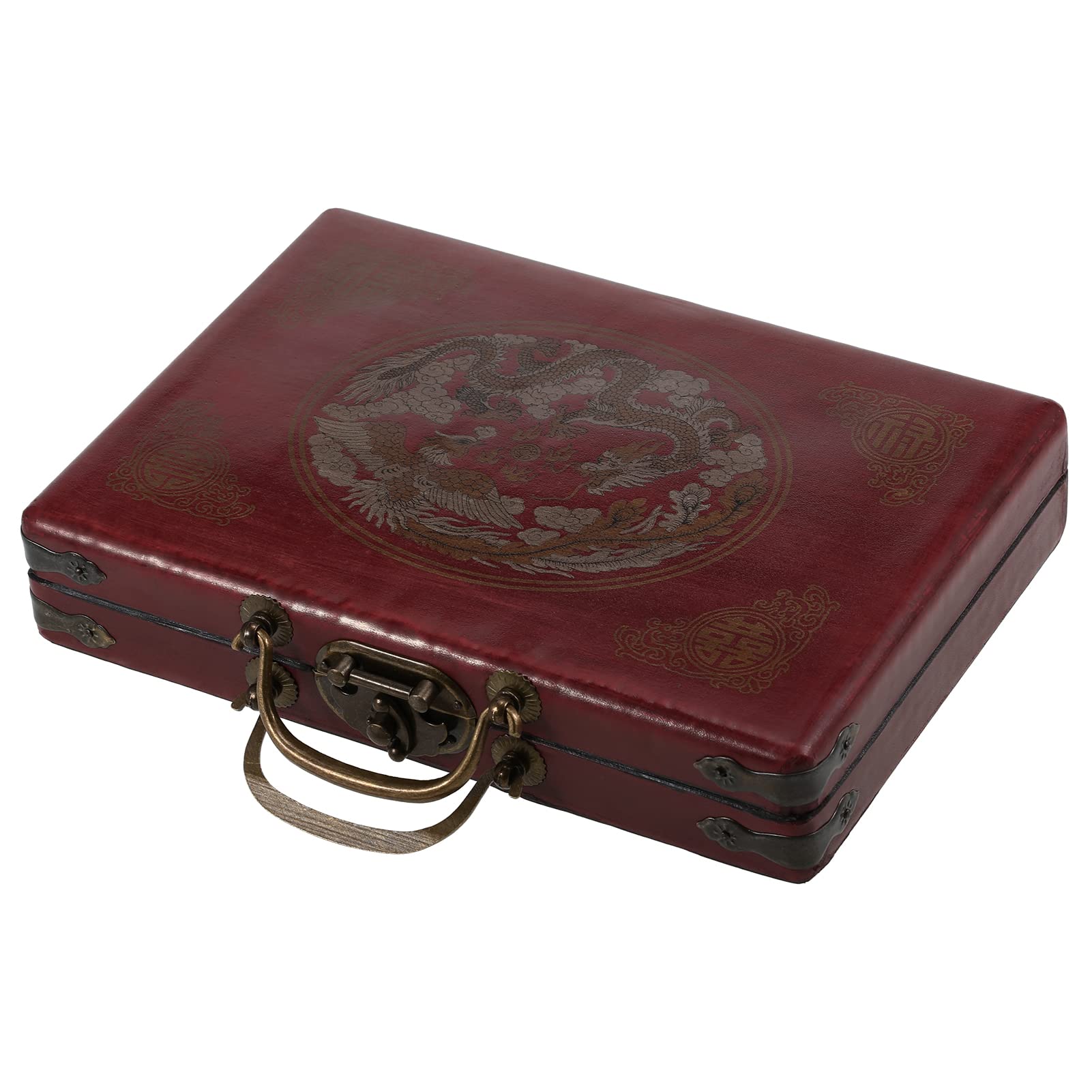 Coffret de Mahjong Portable avec étui Rangement en Bois Jeu Pratique pour Les déplacements Loisirs Famille