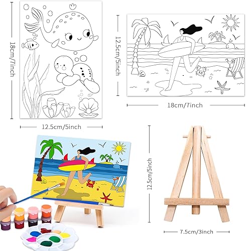 Miniatura 5 de RYRIWOU Juego de 8 lienzos predibujados, kit de pintura al óleo acrílica preimpresa, para niños de 8 a 12 años, 9 a 12 años, lienzo de 5 x 7