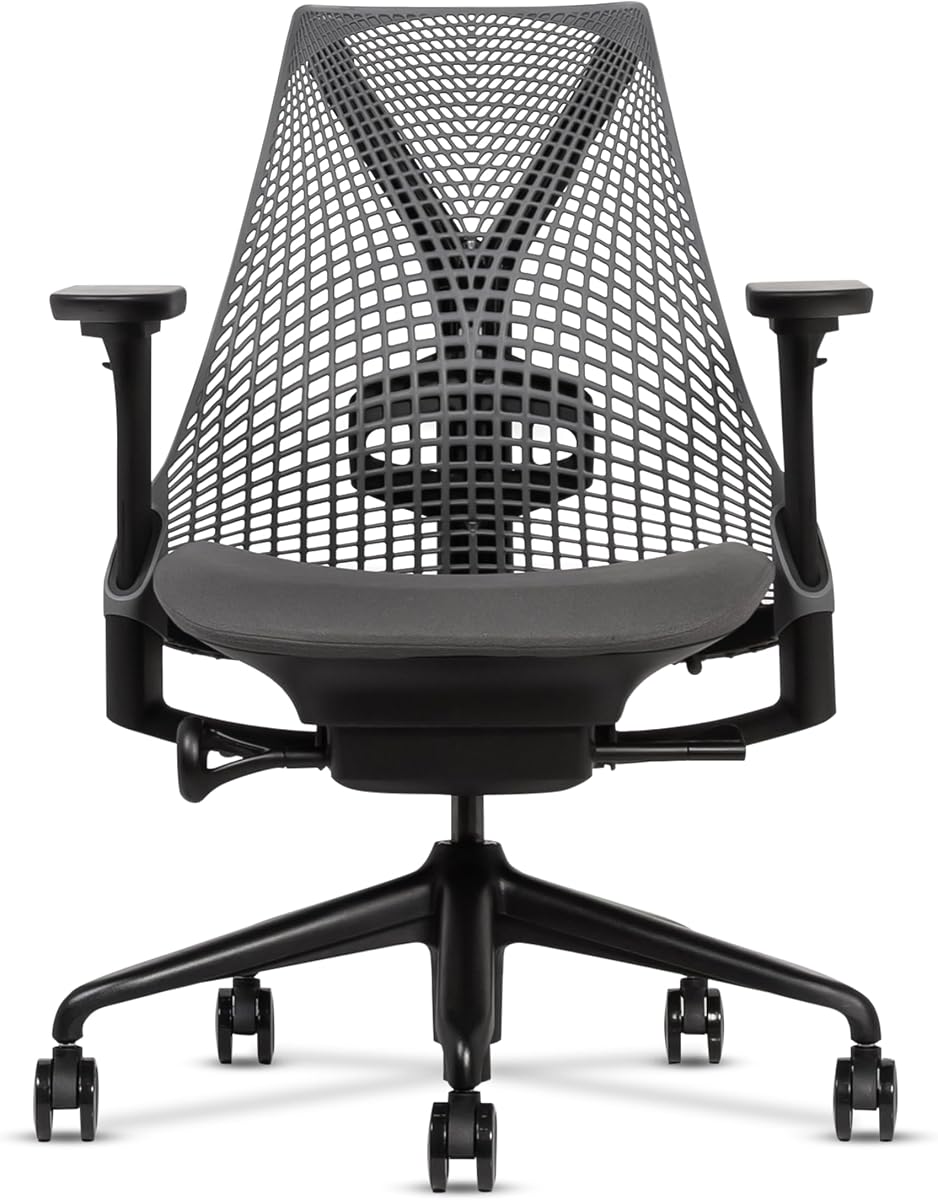 Certified Refurbished Sayl Grey Chair | Frameless 3D Intelligent Back, Harmonic Tilt, PostureFit | Iconic Ergonomic Office Chair with Suspension Back for Dynamic Support, 12-Year Warranty