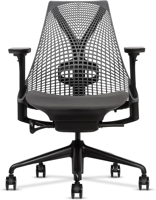 Certified Refurbished Sayl Grey Chair | Frameless 3D Intelligent Back, Harmonic Tilt, PostureFit | Iconic Ergonomic Office Chair with Suspension Back for Dynamic Support, 12-Year Warranty
