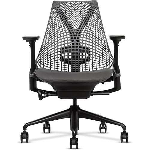 Certified Refurbished Sayl Grey Chair | Frameless 3D Intelligent Back, Harmonic Tilt, PostureFit | Iconic Ergonomic Office Chair with Suspension Back for Dynamic Support, 12-Year Warranty