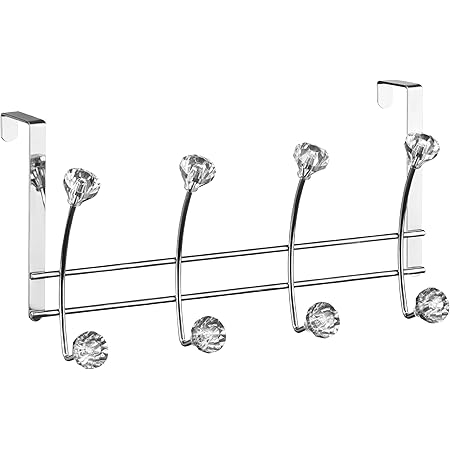Premier Housewares 509868 8 Hook Over Door Hanger with Diamantes - Chrome