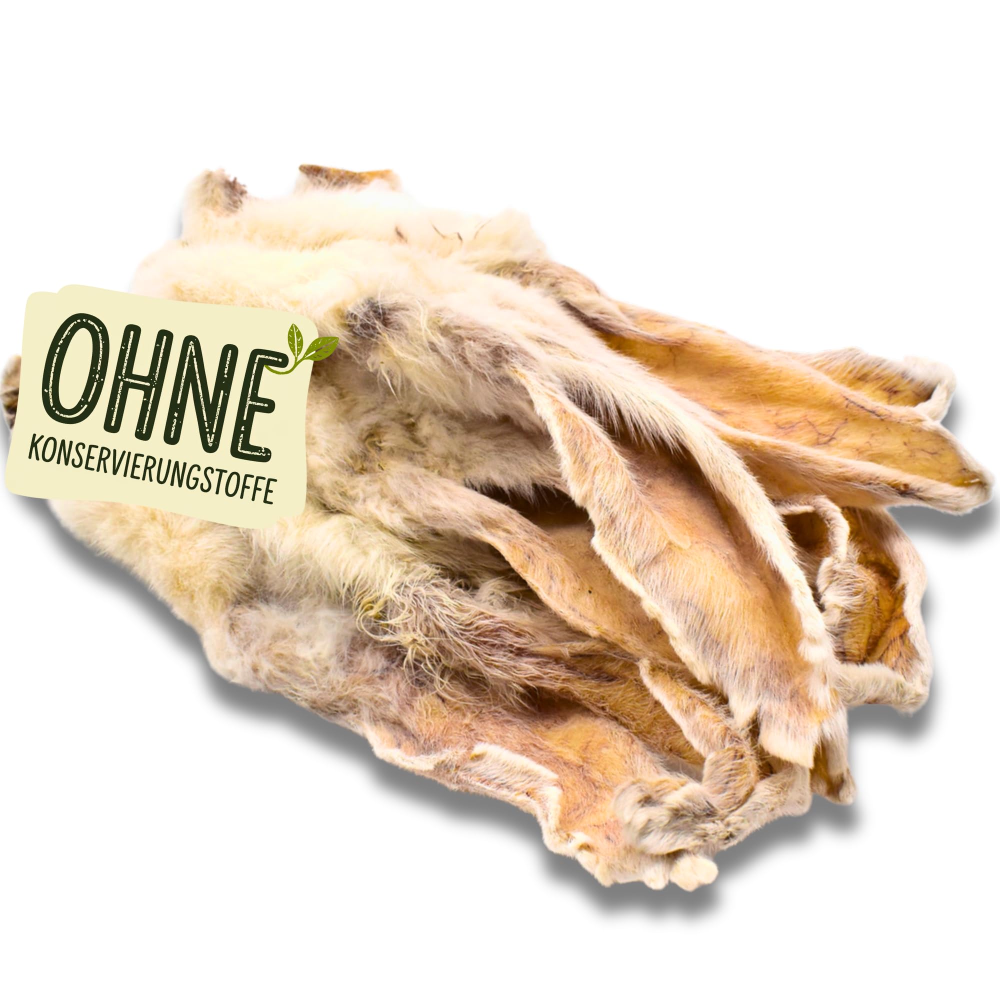 Naturbiss Hasenohren mit Fell für Hunde – 10 Stück - Barf Leckerli Hypoallergen Kausnack für Zahnpflege, Kaninchenohren 100% Natürlich - Welpen, Senioren – Trockenbarf für Hund