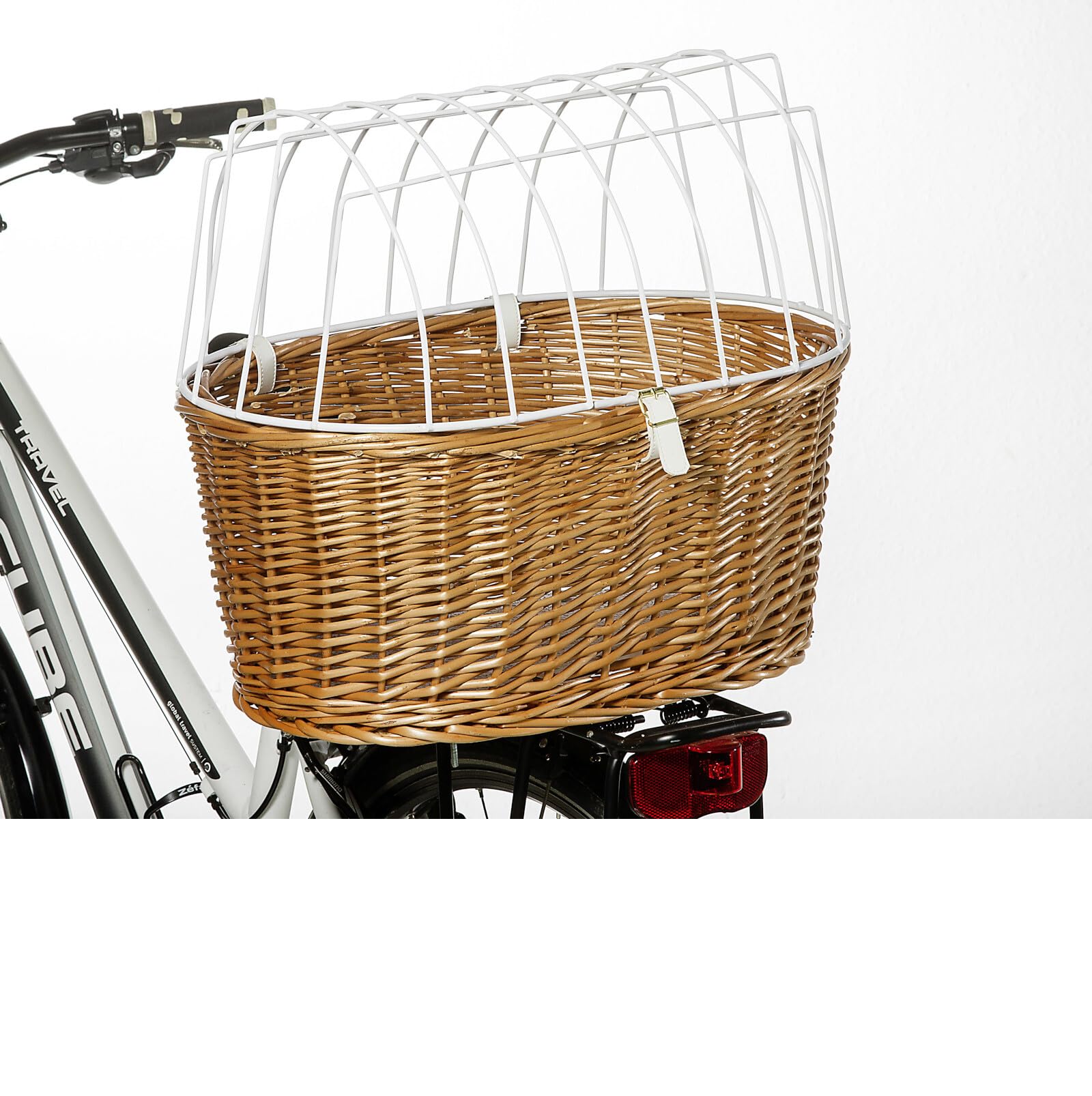 Aumüller Cesta para bicicleta con soporte, 52 cm de largo + cubierta protectora – Montaje en portaequipajes