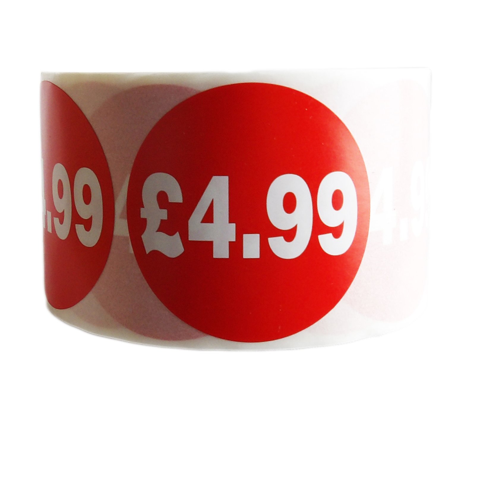 £4.99 Self Adhesive Stickers Sticky Labels Price Labels for Retail Price Display 45mm Diamter Roll of 500 Stickers