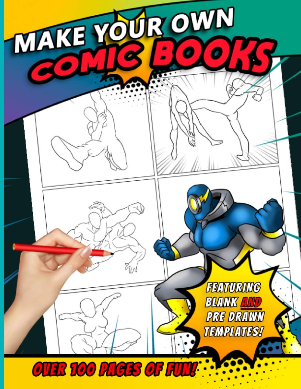 Make Your Own Comic Books: A Blank Comic Book and Pre-drawn superhero template gift for kids