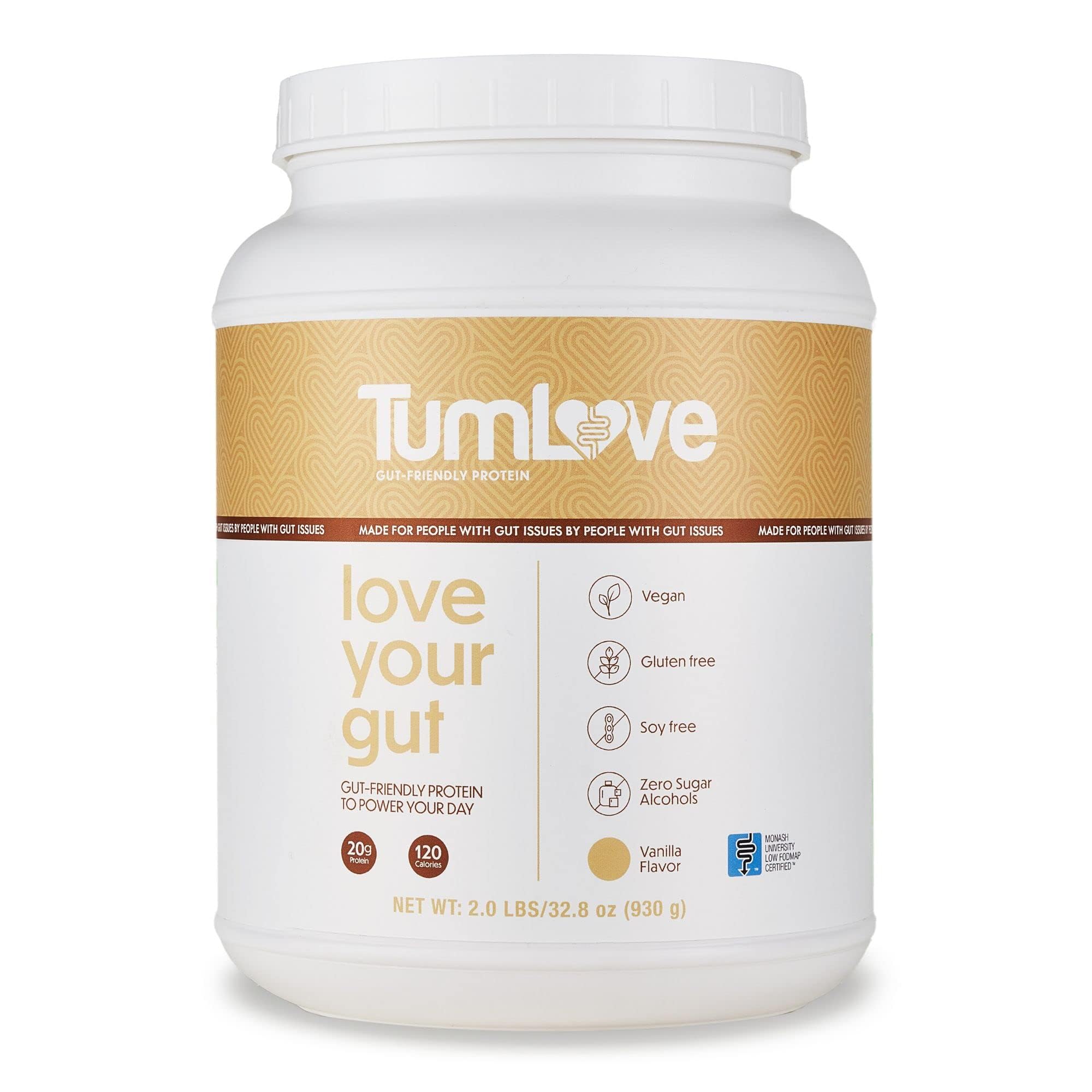 Vegan Protein Powder - Low FODMAP Certified, Gluten-Free, Dairy-Free, Soy-Free, 100% Gut-Friendly & Non-Bloating, Vanilla (25 Servings)