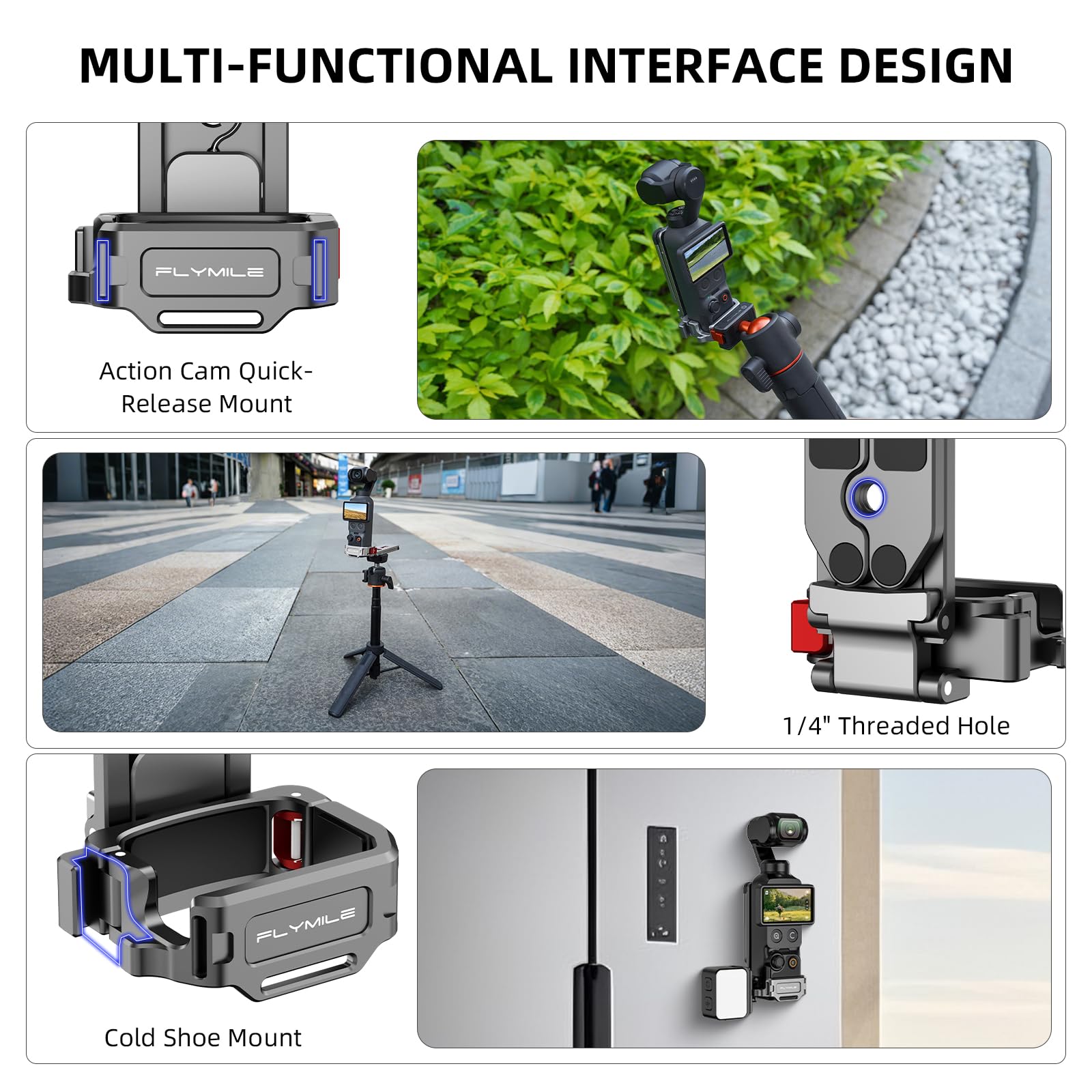Kieszonkowy uchwyt magnetyczny 4/3 mini statywu, metalowy zacisk klatkowy ze stojakiem na hak Mantis, Cold Shoe i otwór na śrubę 1/4", adapter rozszerzający Mount do DJI Osmo Creative Combo