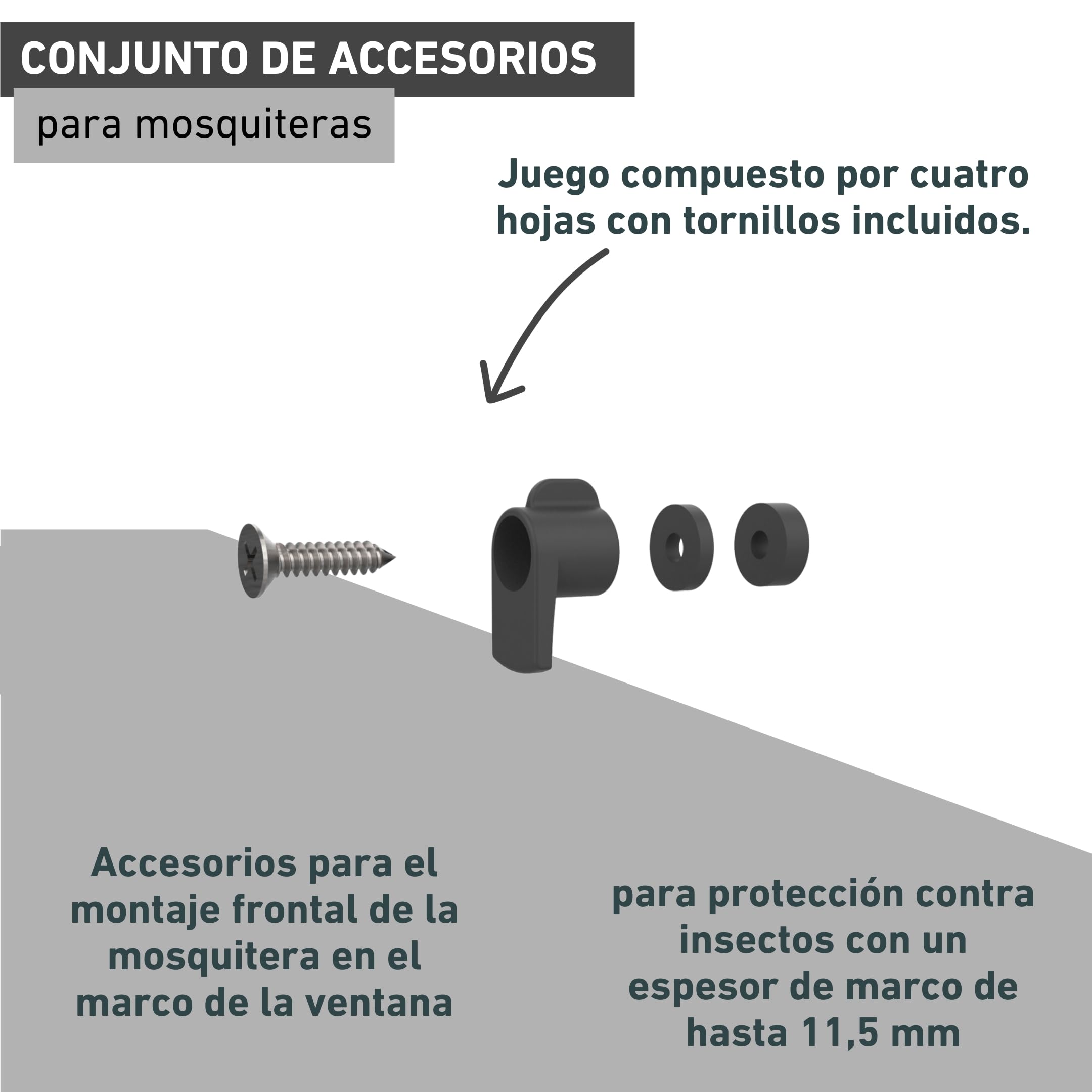 Windhager Juego de Hojas de mosquitera para Ventanas, Accesorios para mosquiteras, repuestos para mosquiteras, Marco Tensor de Ventana, Incl. Tornillos, fácil Montaje, 4 Piezas, Blanco