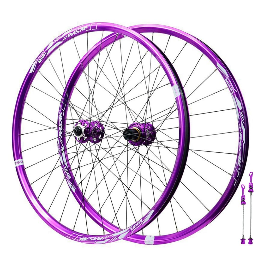 Juego De Ruedas Bicicleta De Montaña 26" 27,5" 29" Ruedas MTB Freno De Disco Delantera Trasera Ruedas QR 100/135mm 32H Llanta De Aleación De Aluminio, para Cassette 7-12s(Purple wheelset,26'')