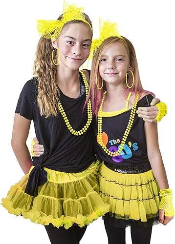 Miniatura 5 de Blulu Accesorios de los años 80 para mujer, disfraz de encaje, diadema, aretes, guantes de red, collar, pulsera para fiesta de los 80