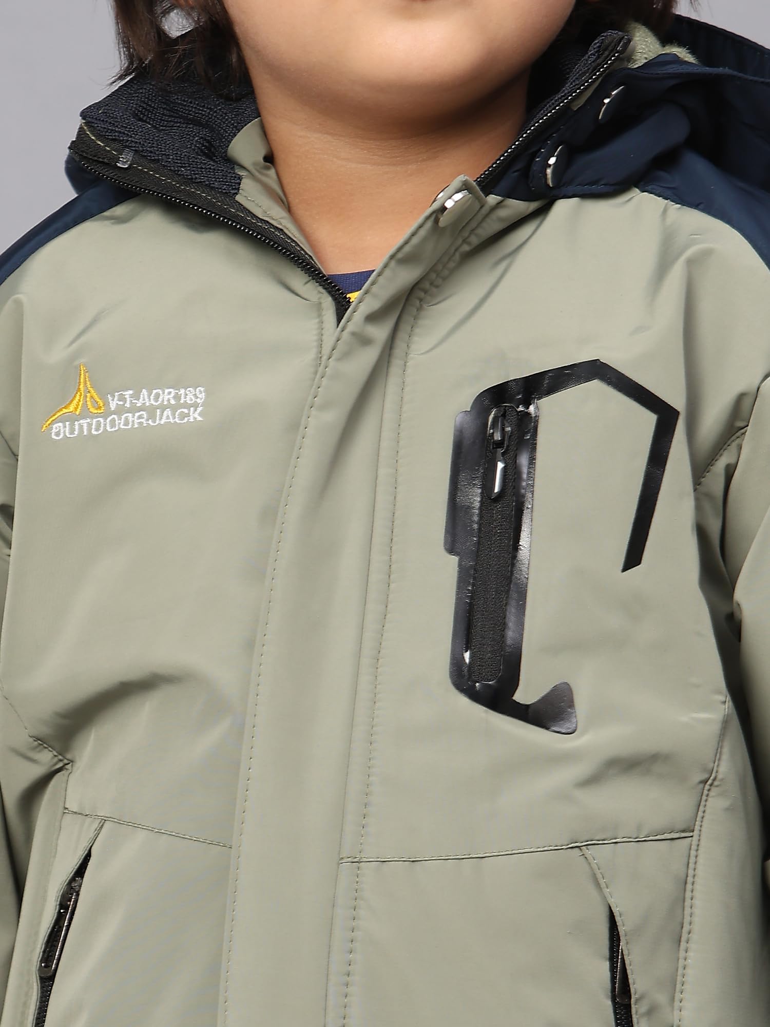 Sky Heights Boys Quilted Bomer Colorblock Hooded Jacket - Image 5 thumbnail