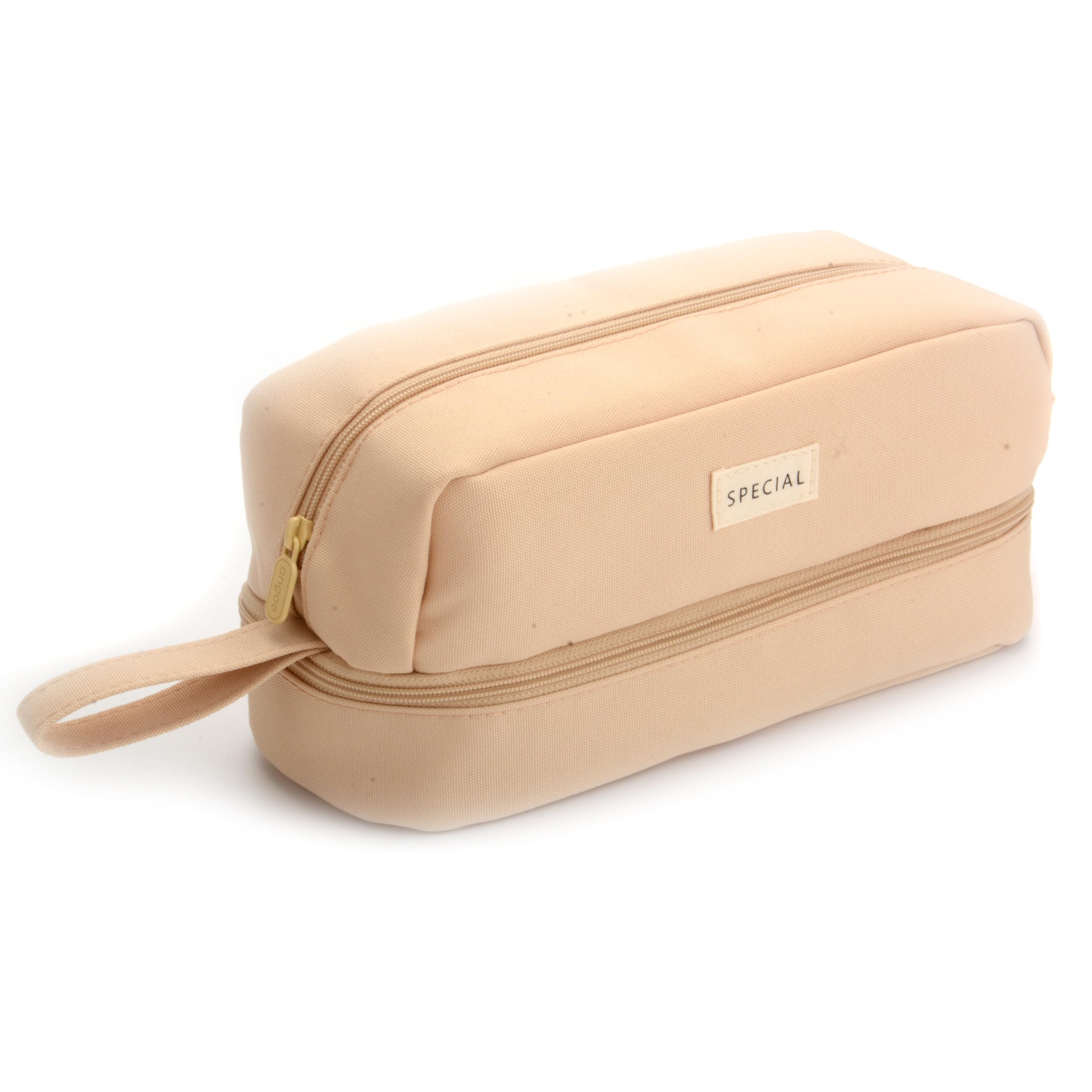 BenPo bar Large Capacity Big Canvas Pencil case with 2 Compartments, Special Aesthetic Preppy Pencil Pouch Pen Case Holder for Girls Boys Women Adults School College Students Teachers Office (Coffee)