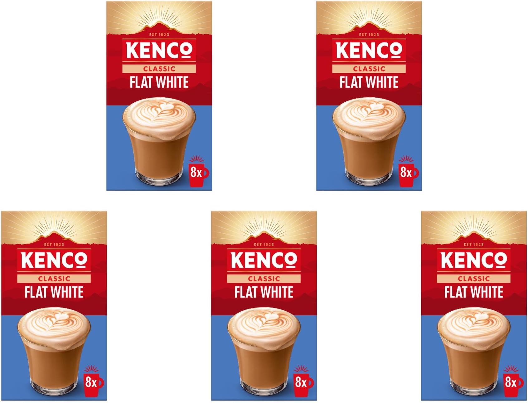 Flat White Instant Coffee Sachets s 8x14.8g (Pack of 5, Total 40 Sachets, 592g)