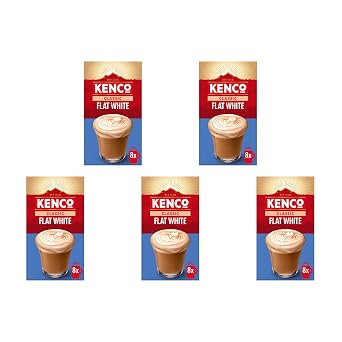 Kenco Flat White Instant Coffee Sachets s 8x14.8g Pack of 5, Total 40 Sachets, 592g