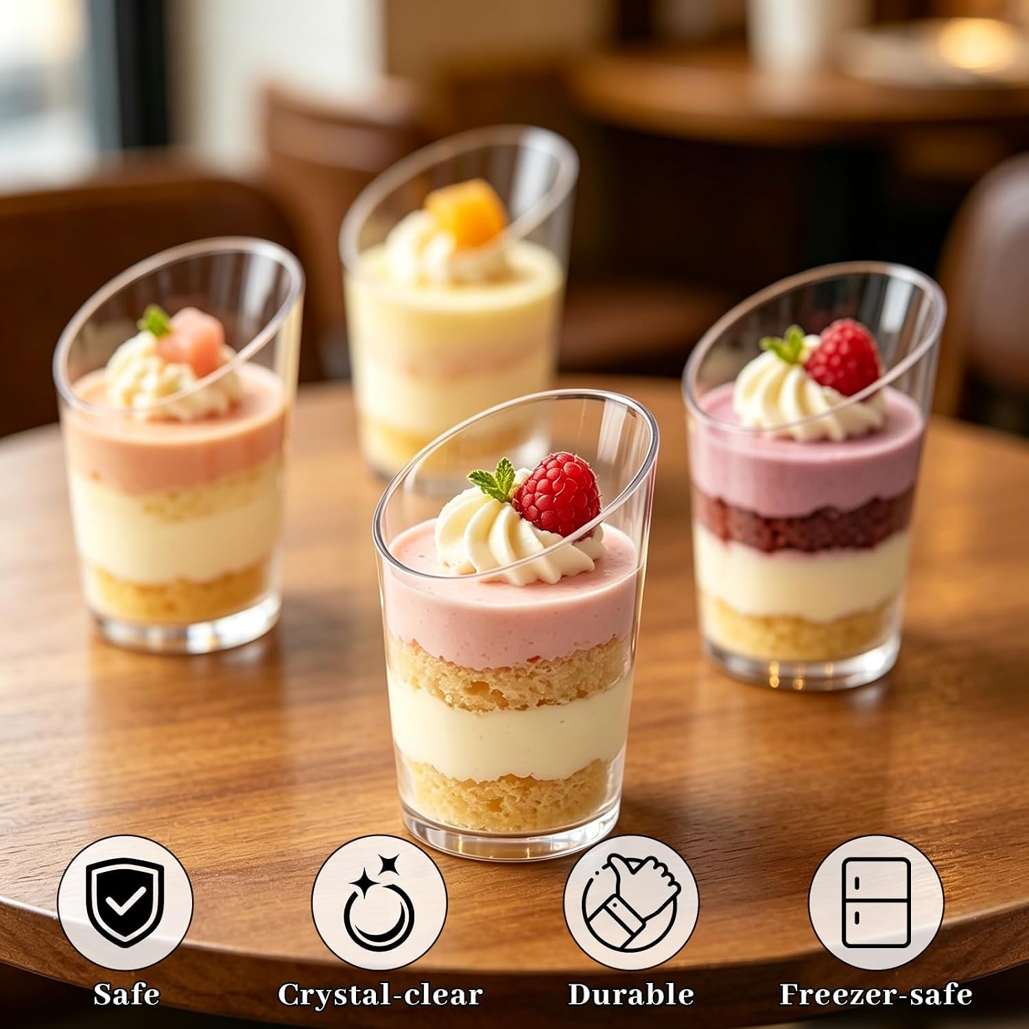 200 PCS 3OZ Clear Dessert Cups with Spoons
