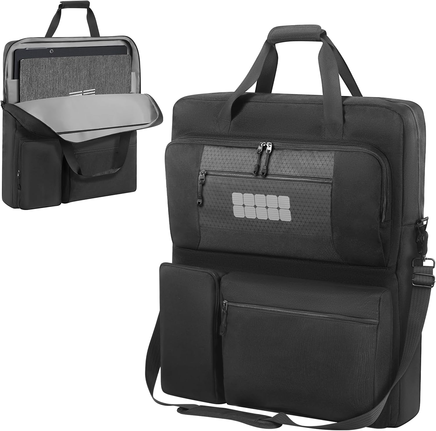 Travel Carrying Case Compatible with ECOFLOW 110W 160W 220W - Solar Panel Storage Bag for 2 Battery Panels Double-Layer Solar Panel Carrier with Shoulder Strap, Multiple Pocket