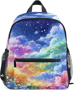 Sea of Clouds Mini Backpack for Girls 3-8, Lightweight Toddler backpack with Multiple Storage Pockets, 10.6x4.13x12.6in