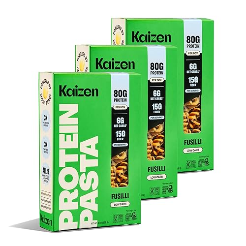 Kaizen Pasta Fusilli Cetogénica Baja en Carbohidratos - Alta Proteína (20g), Sin Gluten, Apta para Dieta Cetogénica (6g Netos), Fideos de Lupini a