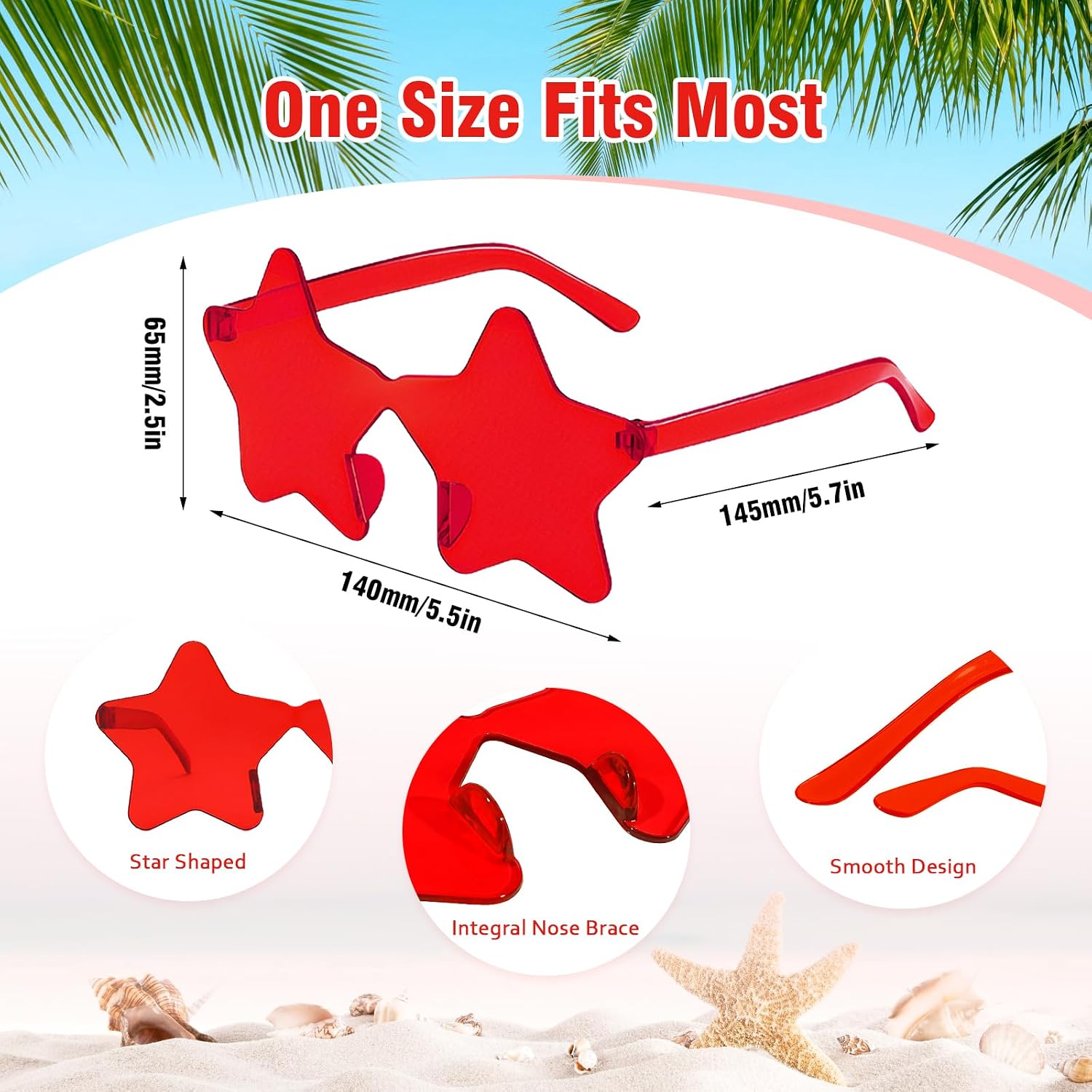 Pibupibu Wholesale 40 Pack Rimless Star Shaped Sunglasses Bulk Adults Unisex, Fun Colorful Pentagram Glasses Party Favors