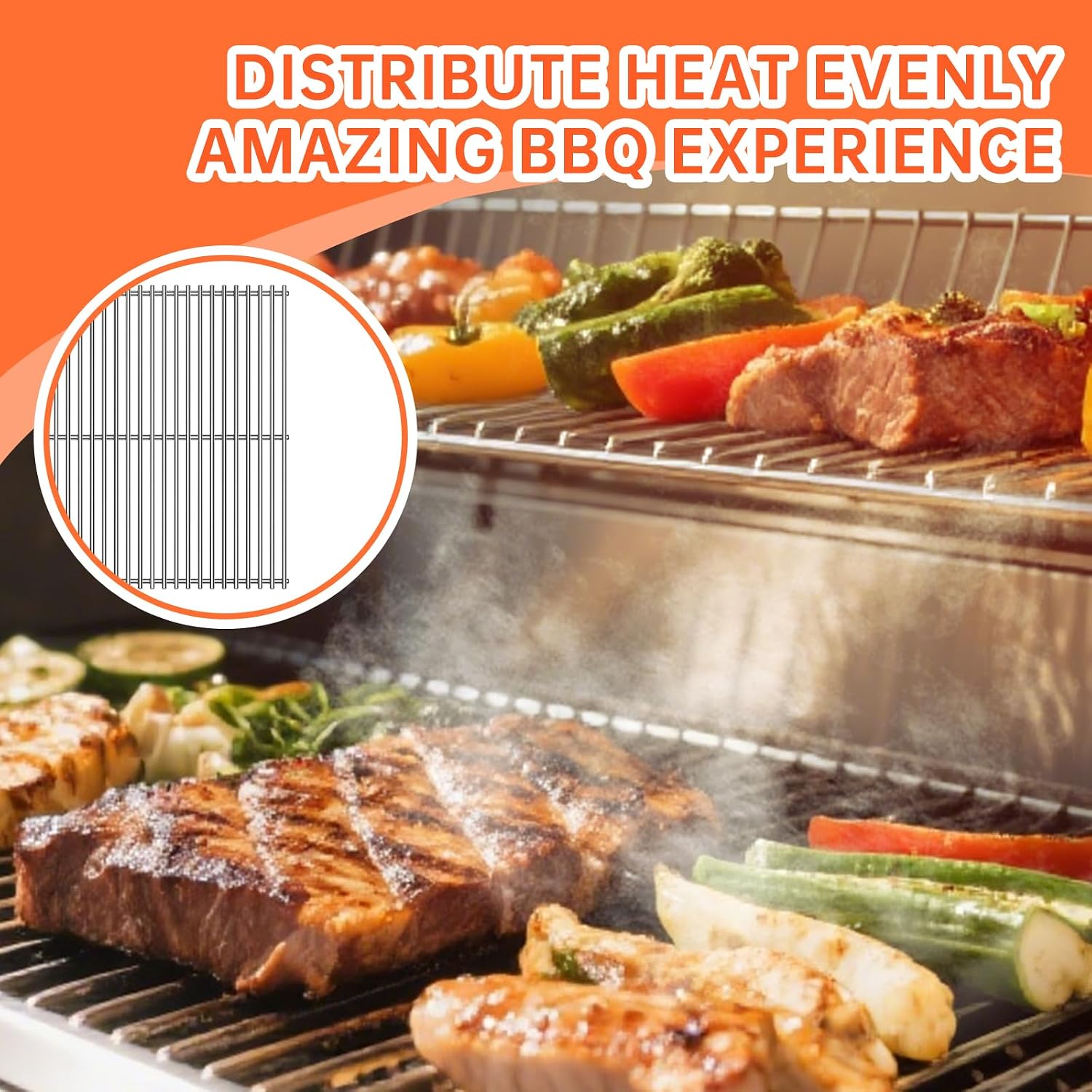 1Pack 25inch Stainless Steel Grill Steel Wire Grid Rock Cooking Grates Replacement Parts for Grill Master,for Master Forge GD4215S, for Grill Chef,for Nexgrill 720-0737, Savor Pro GD4210S and more
